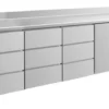 A&S Kühltisch -2 bis +8°C 2330x700x850mm mit 1x Tür und 3x drei Schubladen u. Aufkantung (4DDDTA)