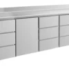 A&S Kühltisch -2 bis +8°C 2330x700x850mm mit 1x Tür und 3x drei Schubladen u. Aufkantung (4DTDDA)