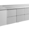 A&S Kühltisch -2 bis +8°C 2330x700x850mm mit 1x Tür und 3x zwei Schubladen u. Aufkantung (4TZZZA)