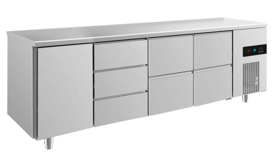 A&S Kühltisch -2 bis +8°C 2330x700x850mm mit 1x Tür, 2x zwei Schubladen und 1x 3 Schubladen (4TDZZ)