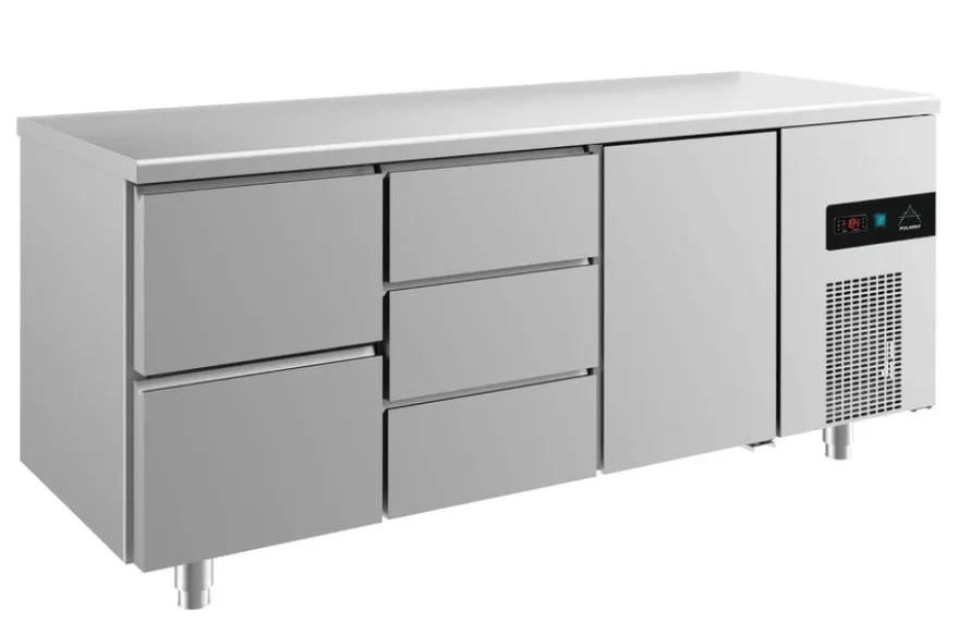 A&S Kühltisch -2 bis +8°C 1865x700x850mm mit 1x Tür, 1x zwei Schubladen und 1x drei Schubladen (3ZDT)