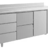 A&S Kühltisch -2 bis +8°C 1865x700x850mm mit 1x Tür, 1x zwei Schubladen und 1x drei Schubladen u. Aufkantung (3DZTA)