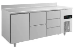 A&S Kühltisch -2 bis +8°C 1865x700x850mm mit 1x Tür, 1x zwei Schubladen und 1x drei Schubladen u. Aufkantung (3TZDA)