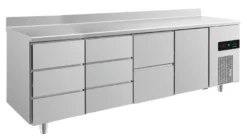 A&S Kühltisch -2 bis +8°C 2330x700x850mm mit 1x Tür, 1x zwei Schubladen und 2x 3 Schubladen u. Aufkantung (4DDZTA)