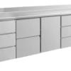 A&S Kühltisch -2 bis +8°C 2330x700x850mm mit 1x Tür, 1x zwei Schubladen und 2x 3 Schubladen u. Aufkantung (4DZTDA)