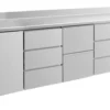 A&S Kühltisch -2 bis +8°C 2330x700x850mm mit 1x Tür, 1x zwei Schubladen und 2x 3 Schubladen u. Aufkantung (4TDZDA)
