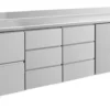 A&S Kühltisch -2 bis +8°C 2330x700x850mm mit 1x Tür, 1x zwei Schubladen und 2x 3 Schubladen u. Aufkantung (4ZDDTA)