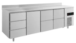 A&S Kühltisch -2 bis +8°C 2330x700x850mm mit 1x Tür, 2x zwei Schubladen und 1x 3 Schubladen u. Aufkantung (4DTZZA)