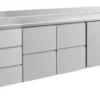 A&S Kühltisch -2 bis +8°C 2330x700x850mm mit 1x Tür, 2x zwei Schubladen und 1x 3 Schubladen u. Aufkantung (4DZZTA)