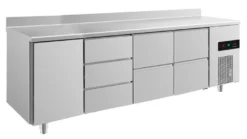 A&S Kühltisch -2 bis +8°C 2330x700x850mm mit 1x Tür, 2x zwei Schubladen und 1x 3 Schubladen u. Aufkantung (4TDZZA)