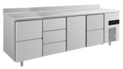 A&S Kühltisch -2 bis +8°C 2330x700x850mm mit 1x Tür, 2x zwei Schubladen und 1x 3 Schubladen u. Aufkantung (4ZDTZA)