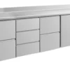 A&S Kühltisch -2 bis +8°C 2330x700x850mm mit 1x Tür, 2x zwei Schubladen und 1x 3 Schubladen u. Aufkantung (4ZDZTA)