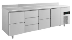 A&S Kühltisch -2 bis +8°C 2330x700x850mm mit 1x Tür, 2x zwei Schubladen und 1x 3 Schubladen u. Aufkantung (4ZDZTA)