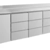 A&S Kühltisch -2 bis +8°C 2330x700x850mm mit 1x Tür, 3x 3 Schubladen u. Aufkantung