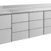 A&S Kühltisch -2 bis +8°C 2330x700x850mm mit 1x zwei Schubladen und 3x drei Schubladen u. Aufkantung (4ZDDDA)