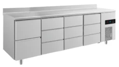 A&S Kühltisch -2 bis +8°C 2330x700x850mm mit 1x zwei Schubladen und 3x drei Schubladen u. Aufkantung (4ZDDDA)