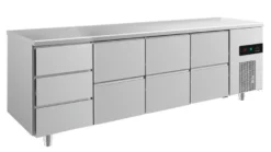 A&S Kühltisch -2 bis +8°C 2330x700x850mm mit 3x zwei Schubladen und 1x drei Schubladen (4DZZZ)