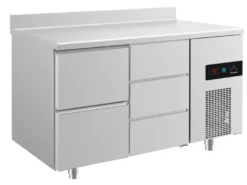 A&S Kühltisch -2 bis +8°C 1400x700x850mm mit 1x zwei Schubladen und 1x drei Schubladen u. Aufkantung (2ZDA)