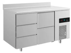 A&S Kühltisch -2 bis +8°C 1400x700x850mm mit 1x zwei Schubladen und 1x drei Schubladen u. Aufkantung (2DZA)