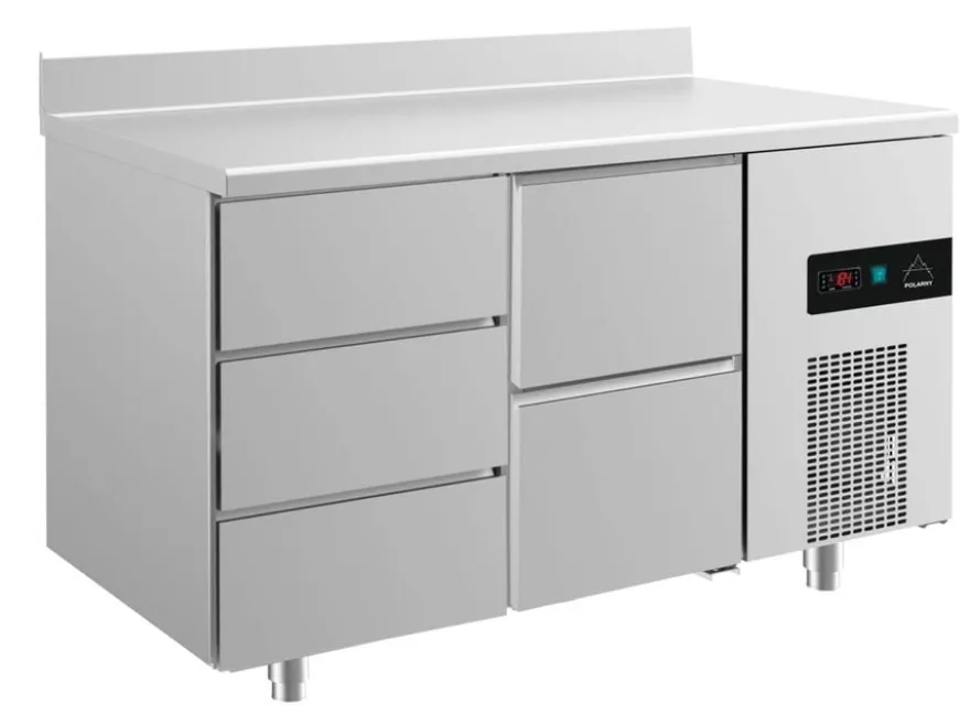 A&S Kühltisch -2 bis +8°C 1400x700x850mm mit 1x zwei Schubladen und 1x drei Schubladen u. Aufkantung (2DZA)