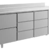 A&S Kühltisch -2 bis +8°C 1865x700x850mm mit 1x zwei Schubladen und 2x drei Schubladen u. Aufkantung (3ZDDA)