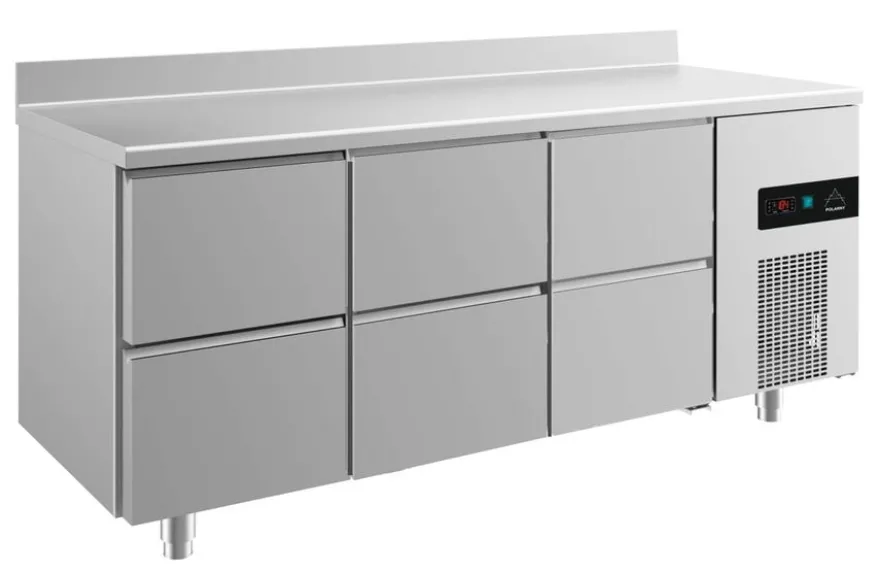 A&S Kühltisch -2 bis +8°C 1865x700x850mm mit 3x zwei Schubladen u. Aufkantung (3ZZZA)