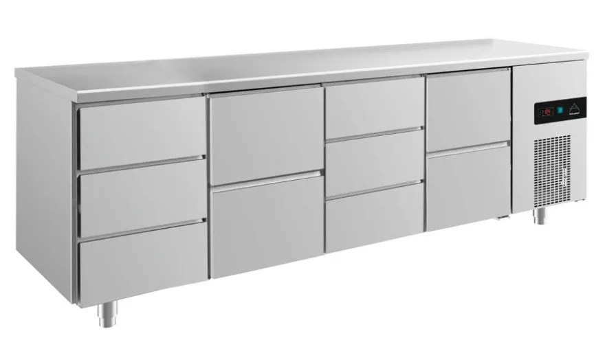 A&S Kühltisch -2 bis +8°C 2330x700x850mm mit 2x zwei Schubladen und 2x drei Schubladen (4DZDZ)