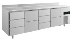 A&S Kühltisch -2 bis +8°C 2330x700x850mm mit 2x zwei Schubladen und 2x drei Schubladen u. Aufkantung (4DZDZA)