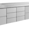 A&S Kühltisch -2 bis +8°C 2330x700x850mm mit 2x zwei Schubladen und 2x drei Schubladen u. Aufkantung (4ZDDZA)