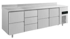 A&S Kühltisch -2 bis +8°C 2330x700x850mm mit 3x zwei Schubladen und 1x drei Schubladen u. Aufkantung (4ZDZZA)