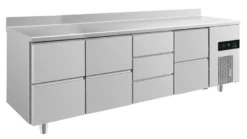 A&S Kühltisch -2 bis +8°C 2330x700x850mm mit 3x zwei Schubladen und 1x drei Schubladen u. Aufkantung (4ZZDZA)