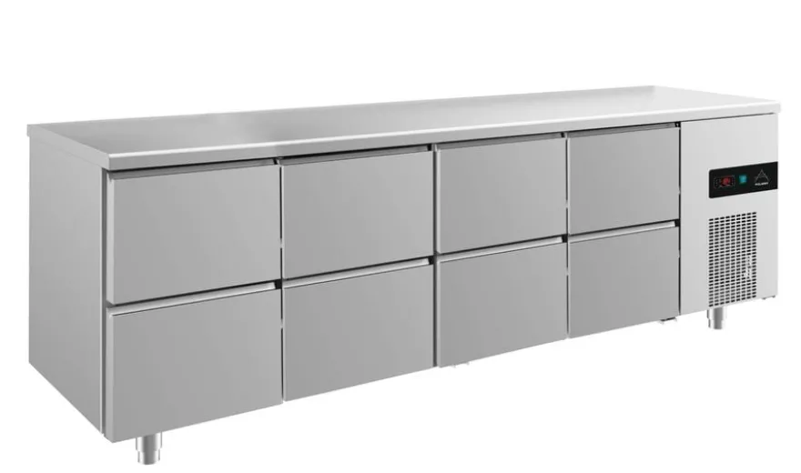 A&S Kühltisch -2 bis +8°C 2330x700x850mm mit 4x zwei Schubladen (4ZZZZ)
