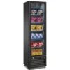 A&S Tiefkühlschrank Slim mit Glastür 220 Liter, schwarz, 420 x 485 x 1890 mm