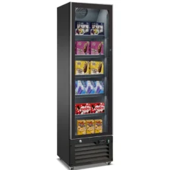 A&S Tiefkühlschrank Slim mit Glastür 220 Liter, schwarz, 420 x 485 x 1890 mm