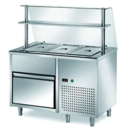 Ausgaben Kühltisch PROFI B200 mit Schublade und Glasaufsatz 1200x700x1400 - 3GN1/1