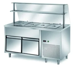 Ausgaben Kühltisch PROFI B200 mit Schublade und Glasaufsatz 1500x700x1400 - 4GN1/1