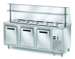 Ausgaben Kühltisch PROFI gekühlt B200 mit Flügeltüren und Glasaufsatz 2000x700x1400 - 5x GN 1/1