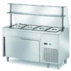 Ausgaben Kühltisch PROFI neutral mit Schiebetüren und Glasaufsatz 1500x700x1400 - 4x GN 1/1