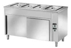Ausgabe Warmhaltetisch PROFI belüftet mit Schiebetüren 1500x700x890 - 4x GN 1/1