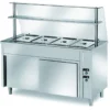 Ausgabe Warmhaltetisch PROFI belüftet mit Schiebetüren und Glasaufsatz 1500x700x1400 - 4x GN 1/1