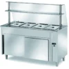 Ausgabe Warmhaltetisch PROFI neutral mit Schiebetüren und Glasaufsatz 1500x700x1400 - 4x GN 1/1