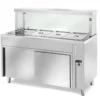 Ausgabe Warmhaltetisch PROFI neutral mit Schiebetüren und eckigem Glasaufsatz 1200x700x1300