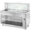 Ausgabe Warmhaltetisch PROFI neutral offen mit eckigem Glasaufsatz 900x700x1300