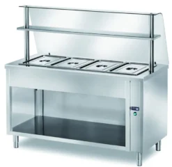 Ausgabe Warmhaltetisch PROFI offen mit Glasaufsatz 2000x700x1400 - 5x GN 1/1