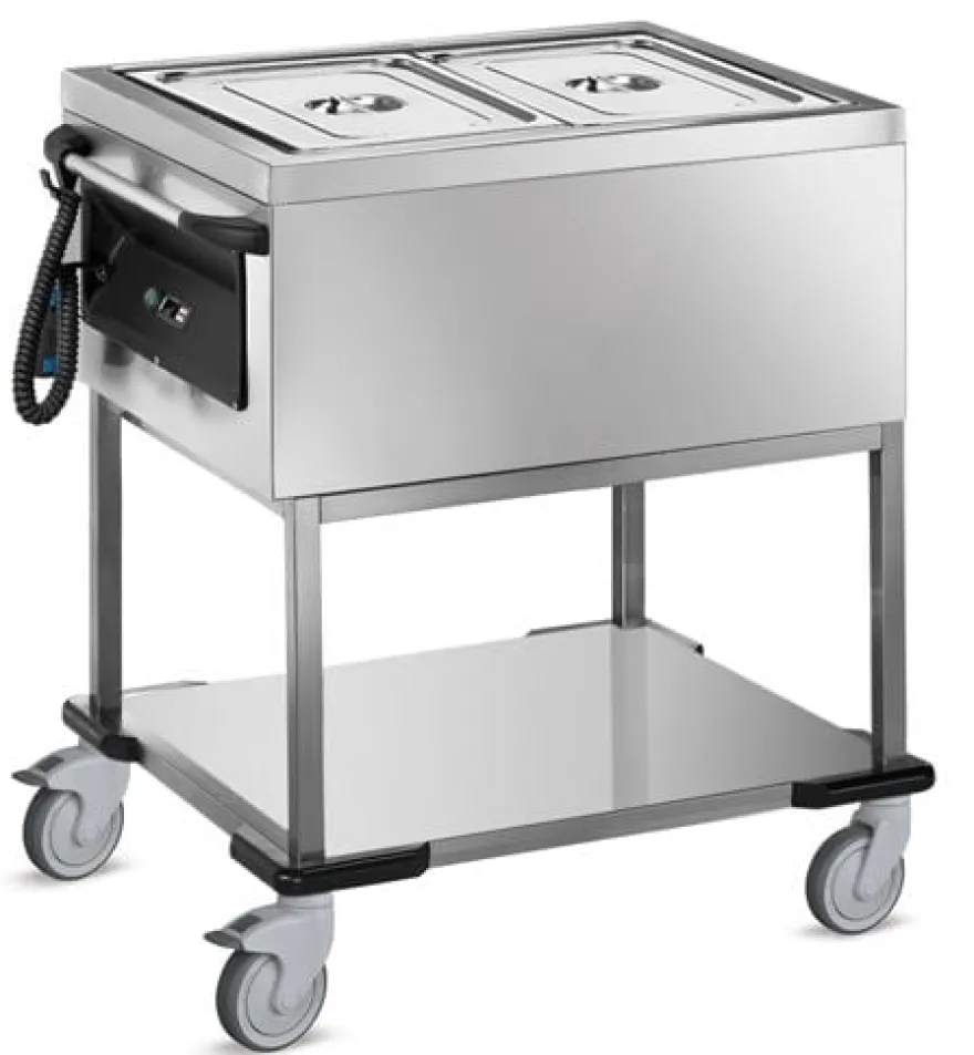 Bain-Marie Wagen PROFI mit Trockenheizung 2x GN 1/1