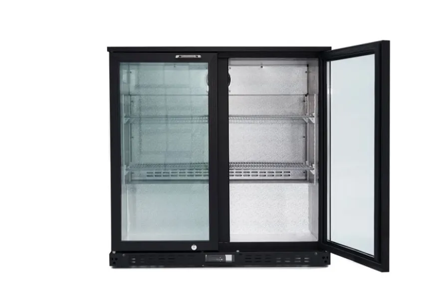 Barkühlschrank ECO 230 mit Klapptüren schwarz, LED Beleuchtung, unterbaubar