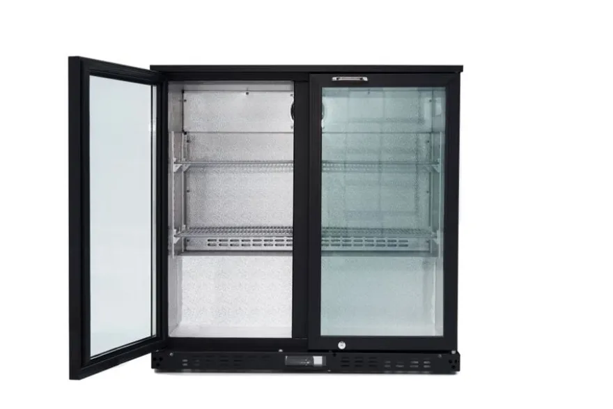 Barkühlschrank ECO 230 mit Klapptüren schwarz, LED Beleuchtung, unterbaubar