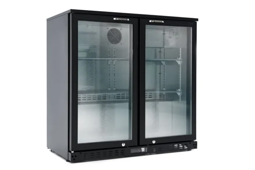 Barkühlschrank ECO 230 mit Klapptüren schwarz, LED Beleuchtung, unterbaubar