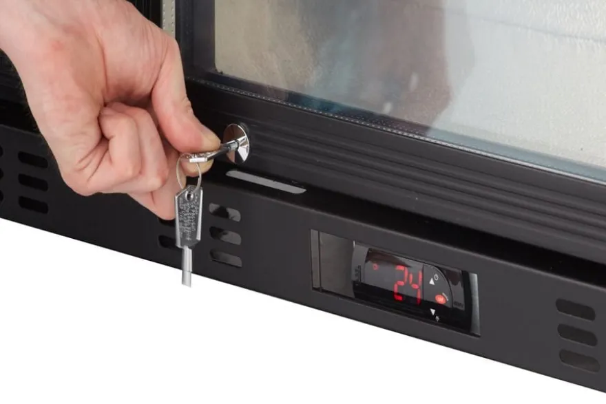 Barkühlschrank ECO 350 mit Klapptüren schwarz, LED Beleuchtung, unterbaubar