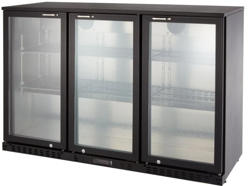 Barkühlschrank ECO 350 mit Klapptüren schwarz, LED Beleuchtung, unterbaubar